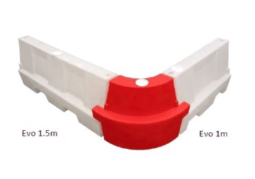 Kunststoff-Schutzplanke-Ecke, mobile Absperrung Standard – PE, rot | weiß, H.555 mm